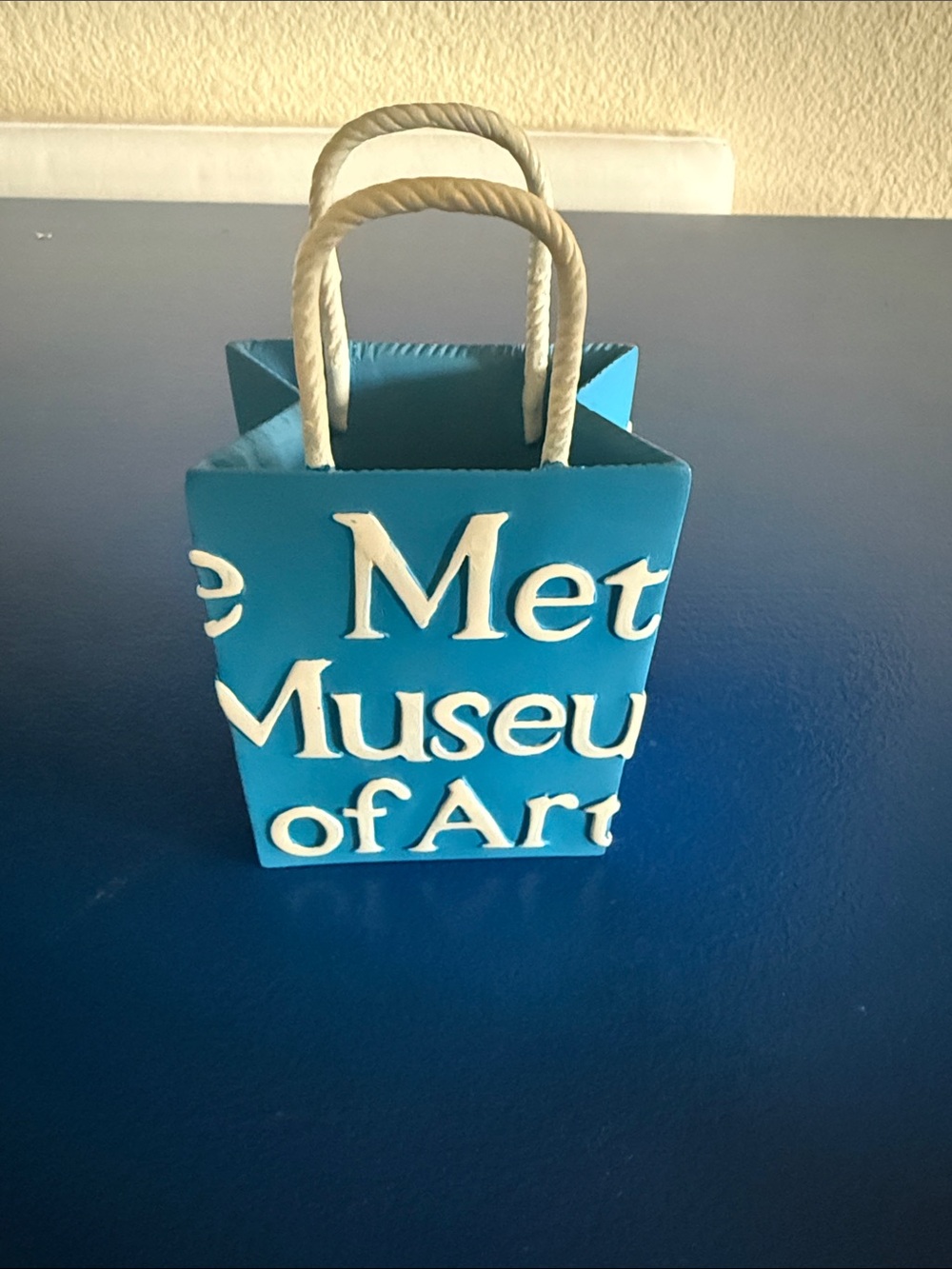 The Met Museum of Art Blue Gift Shopping Bag NYC Collectible Rope Handle Bag